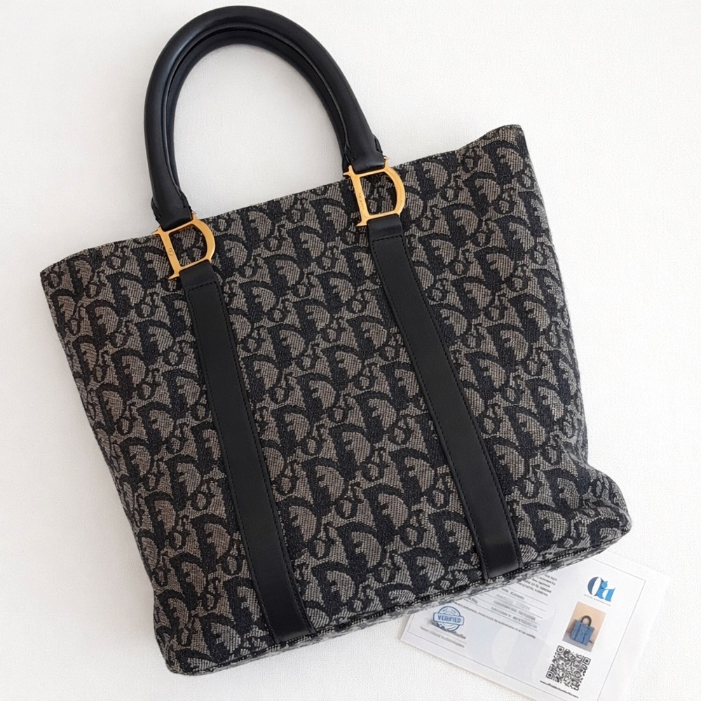 Dior • Diorissimo Trotter Canvas Tote in Navy/Navy Leather